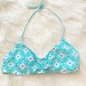 Old Navy blue white  geometric Bikini Bathing swim suit top‎ size large nwt